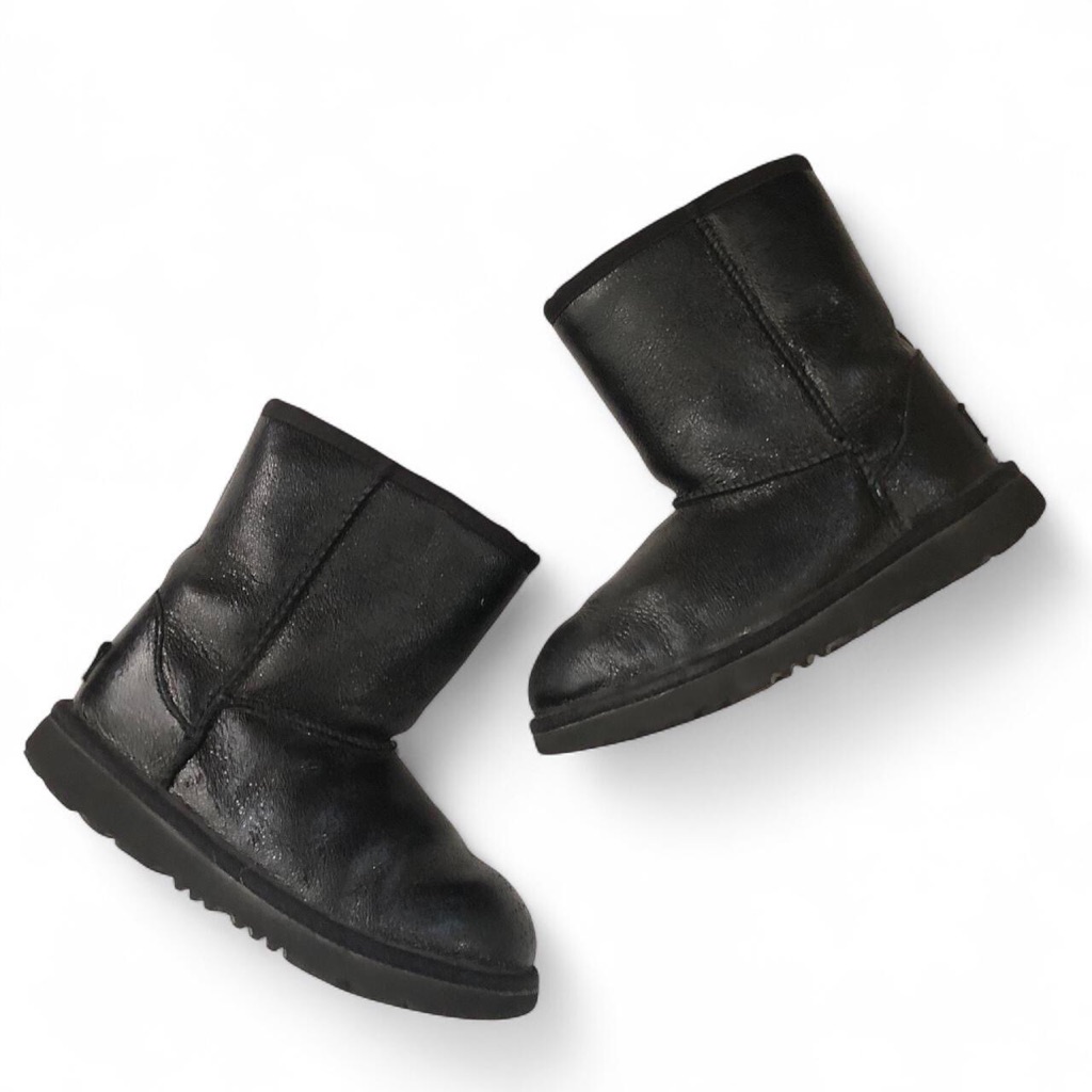 Kid Girls Ugg Black Shimmery Classic Ii Metallic Sparkle 1125372k Faux Fur Boots